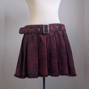 Social Collision Red Black Grunge Pleated Mini Skirt Punk Goth Y2K Vintage